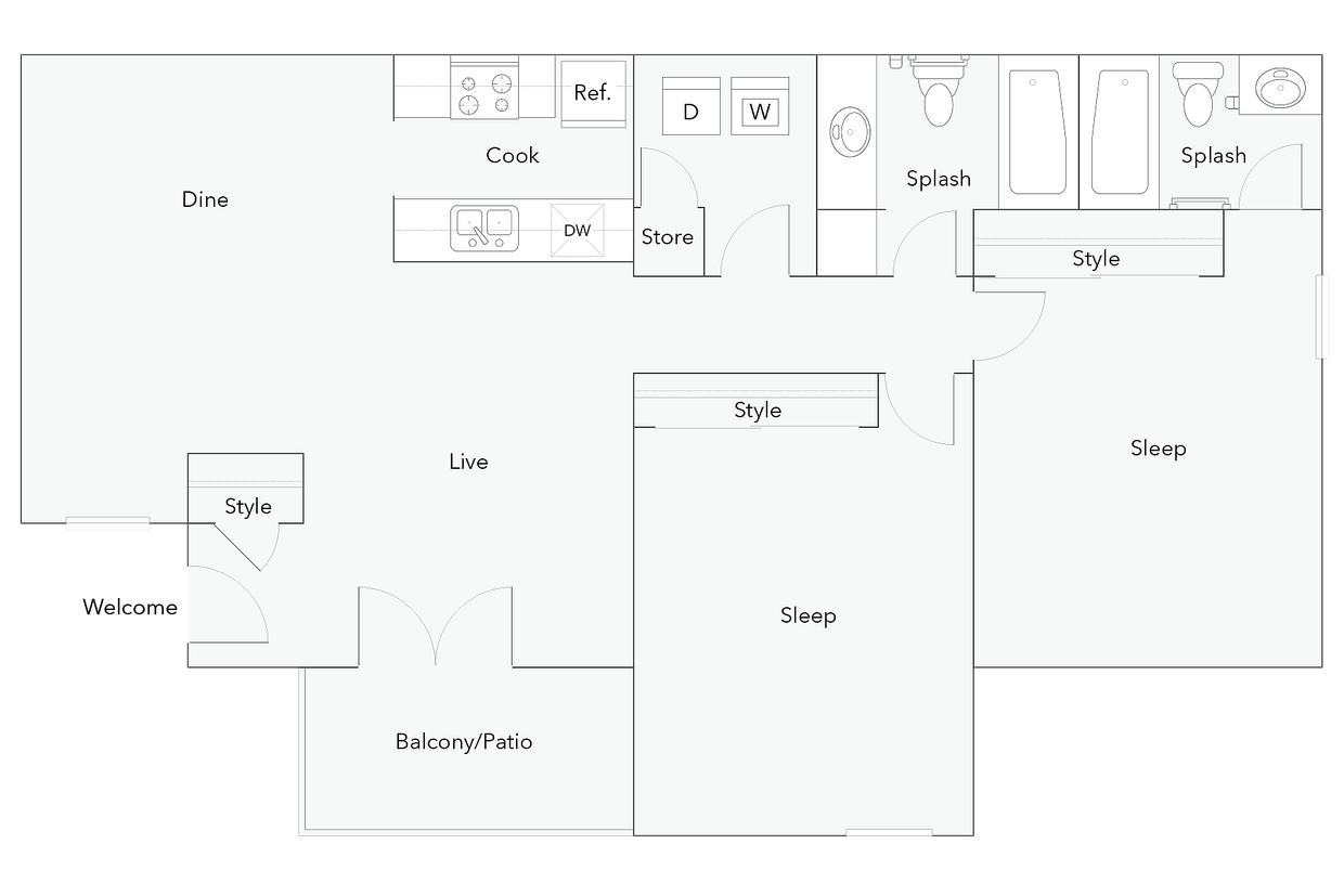 Canton | 2-Bedroom Floorplan - Canton