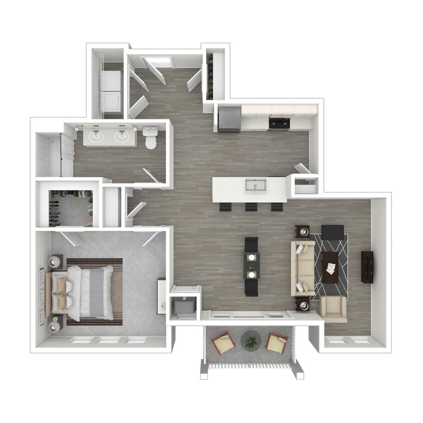 Floor Plan - One Bedroom 942 SQFT(elevator building)