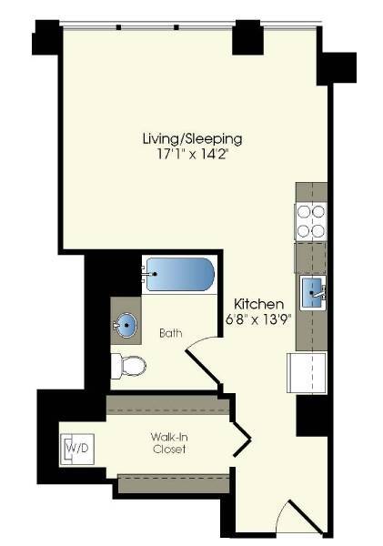Floor Plan - studio / 1 bath (T07)