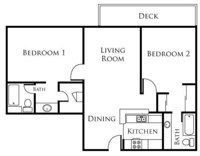 Floor Plan - 2 Bed, 2 Bath A