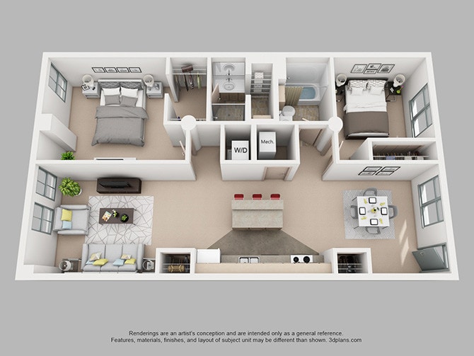 Floor Plan - 2 Bedroom 1 Bathroom