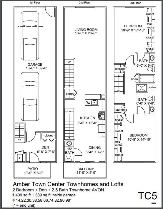 Floor Plan - 2 Bedroom + Den Townhome
