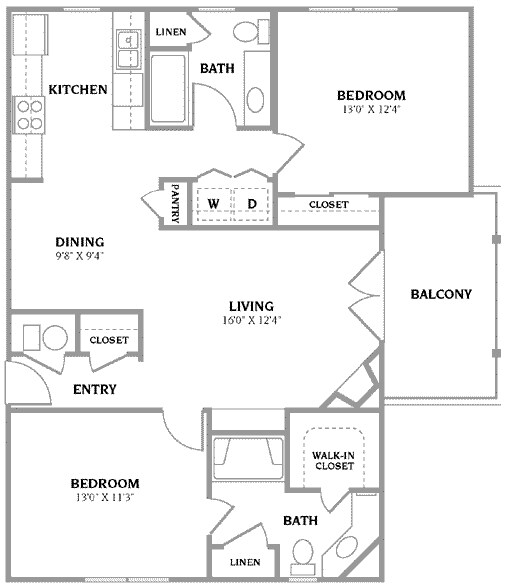 The Granite - B4 - Two Bedroom, Two Bathroom