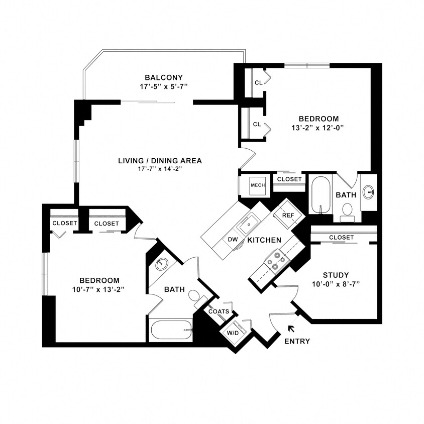 Floor Plan - 2 Bed/2 Bath Den-B04