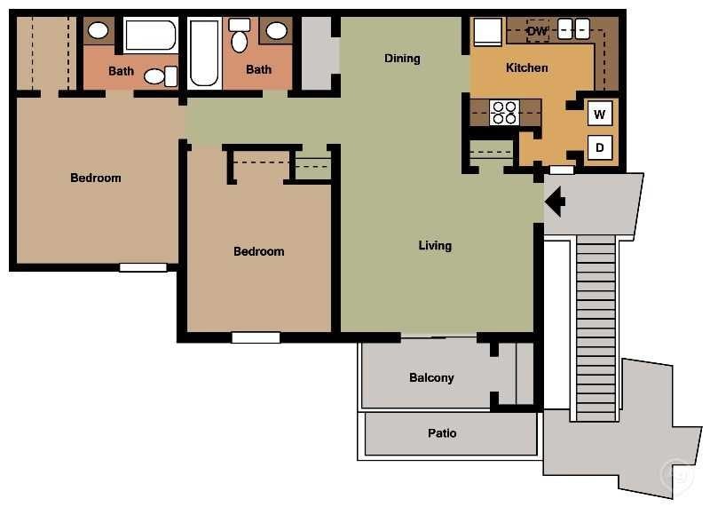 Floor Plan - 2Bed - 2Bath