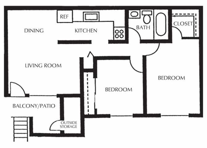 2BR/1BA - 2 Bedroom 1 Bathroom