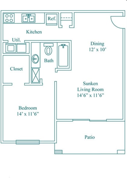 1Bedroom 1Bath Deluxe - One Bedroom One Bath (847 SF)