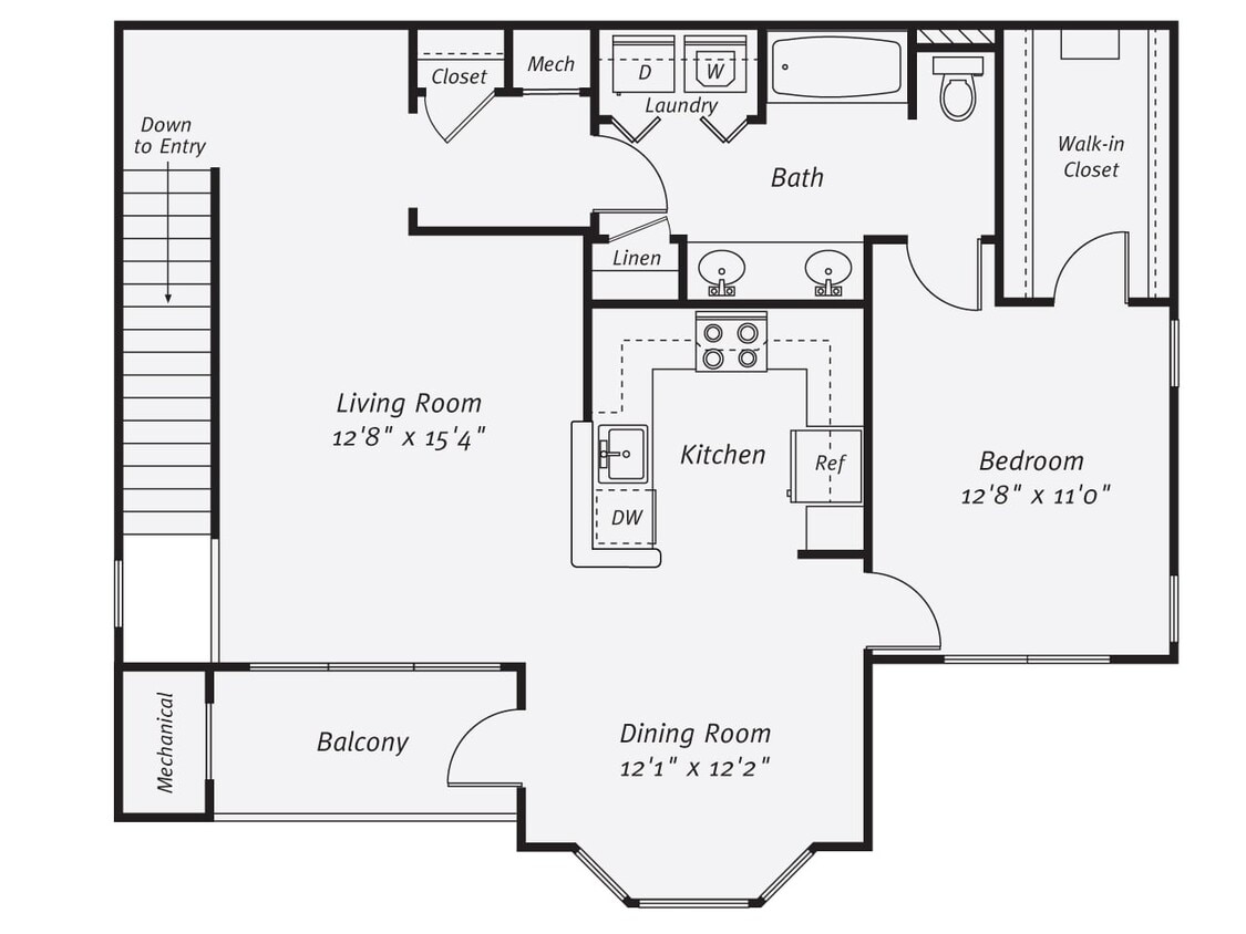 Floor Plan - 1 Bed/1 Bath-Watson