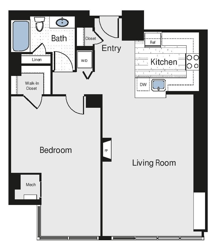 Floor Plan - 1 Bed/1 Bath - aa3