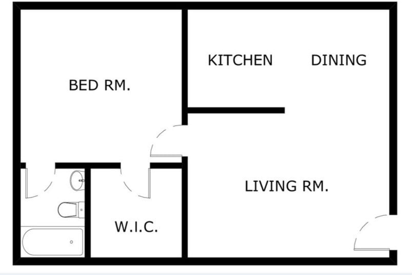 Floor Plan - Palm Velvet (1BR x 1BA)