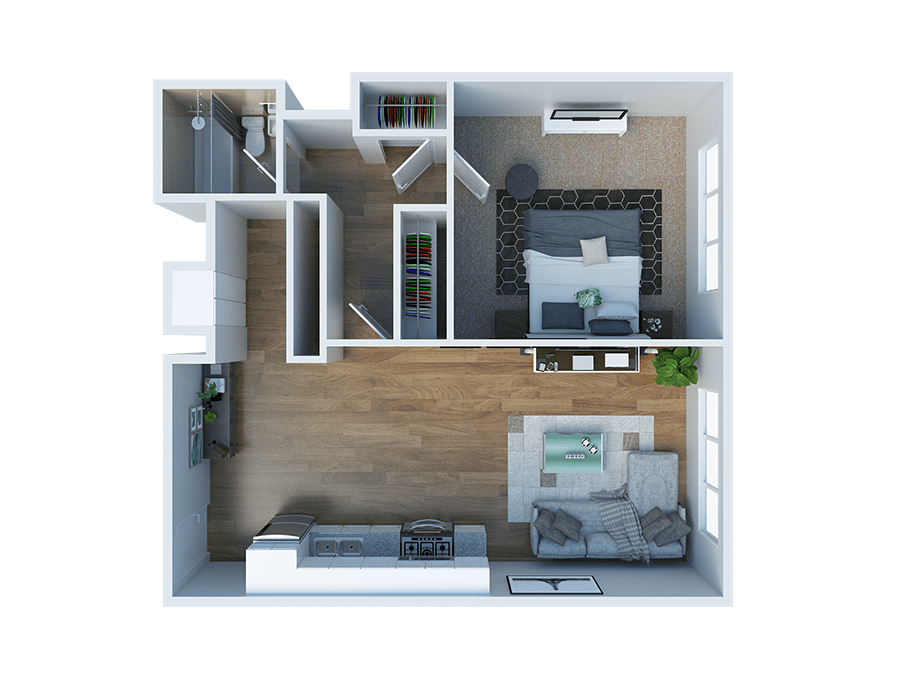 Floor Plan - 1BD, 1BTH RENOVATED