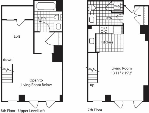 Floor Plan - 1 Bed Loft (North) - 854