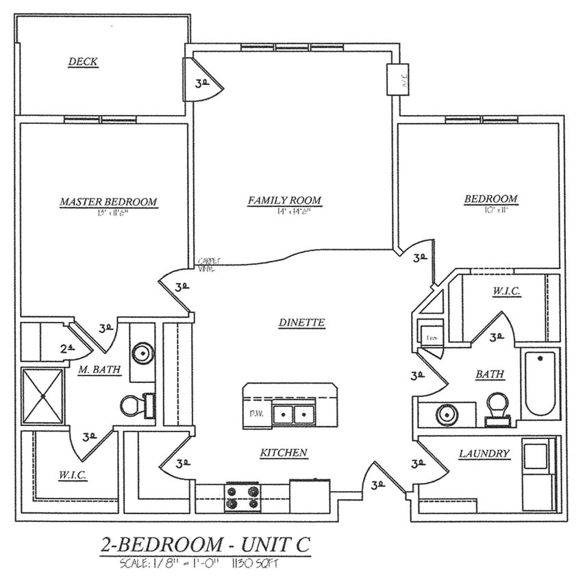 Floor Plan - 2 bedroom, 2 bathroom 