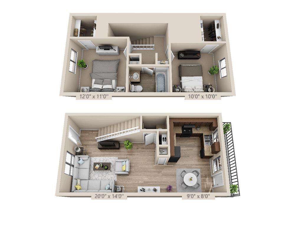 Floor Plan - Two Bedroom B1.5TAW