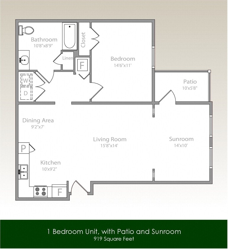 Floor Plan - 1x1 Handicap Sunroom/Patio Handicap