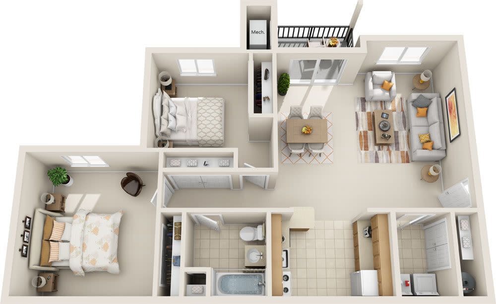 Floor Plan - 2 Bed 1 Bath | Renovated