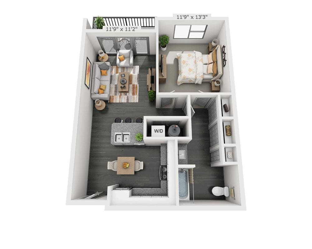 Floor Plan - One Bedroom A1F