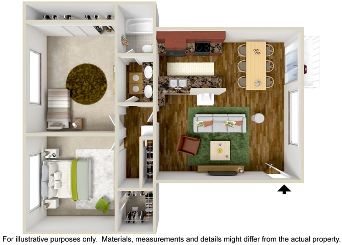 Floor Plan - 2 Bedroom 1 Bath