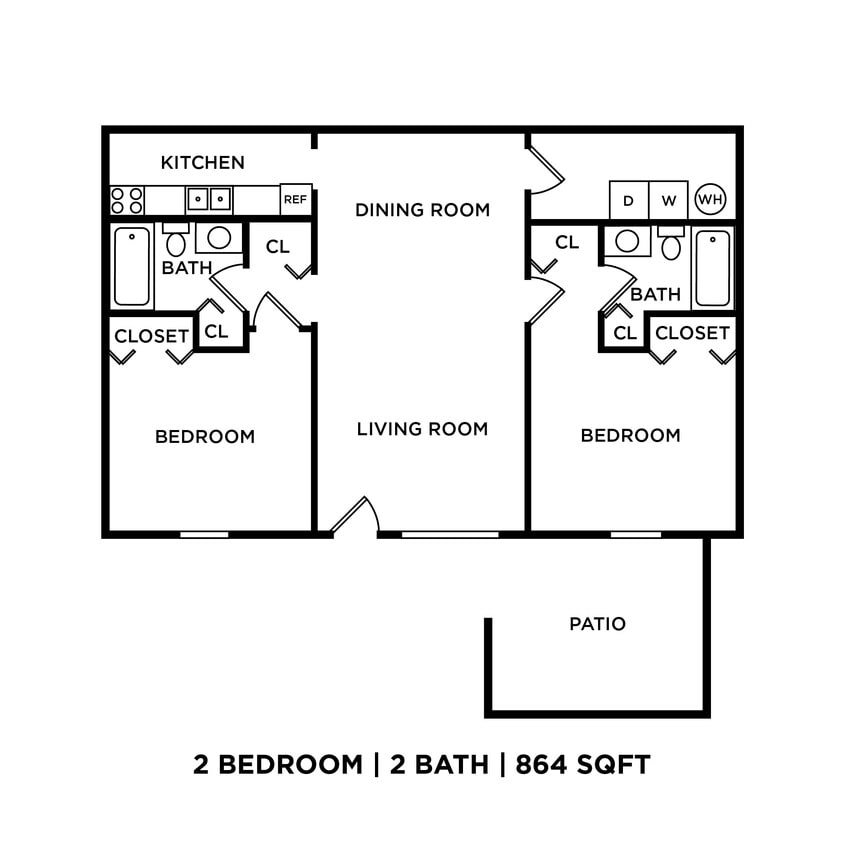 Floor Plan - Two Bed Two Bath Open