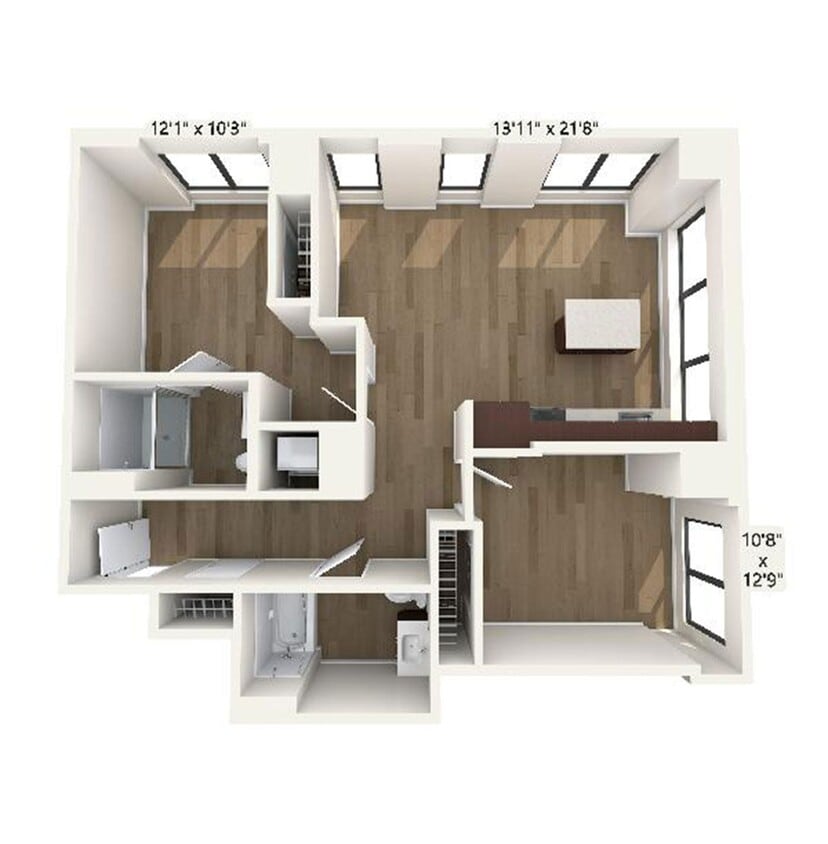 Floor Plan - B6 | 2 Bed | 2 Bath