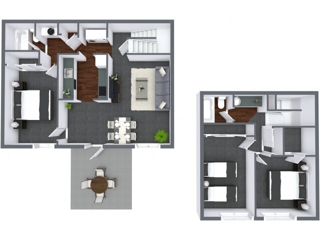 Floor Plan - Three Bedroom Townhouse - A Plan