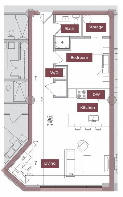 Floor Plan - 1 BR Floor Plan K | Lofts South