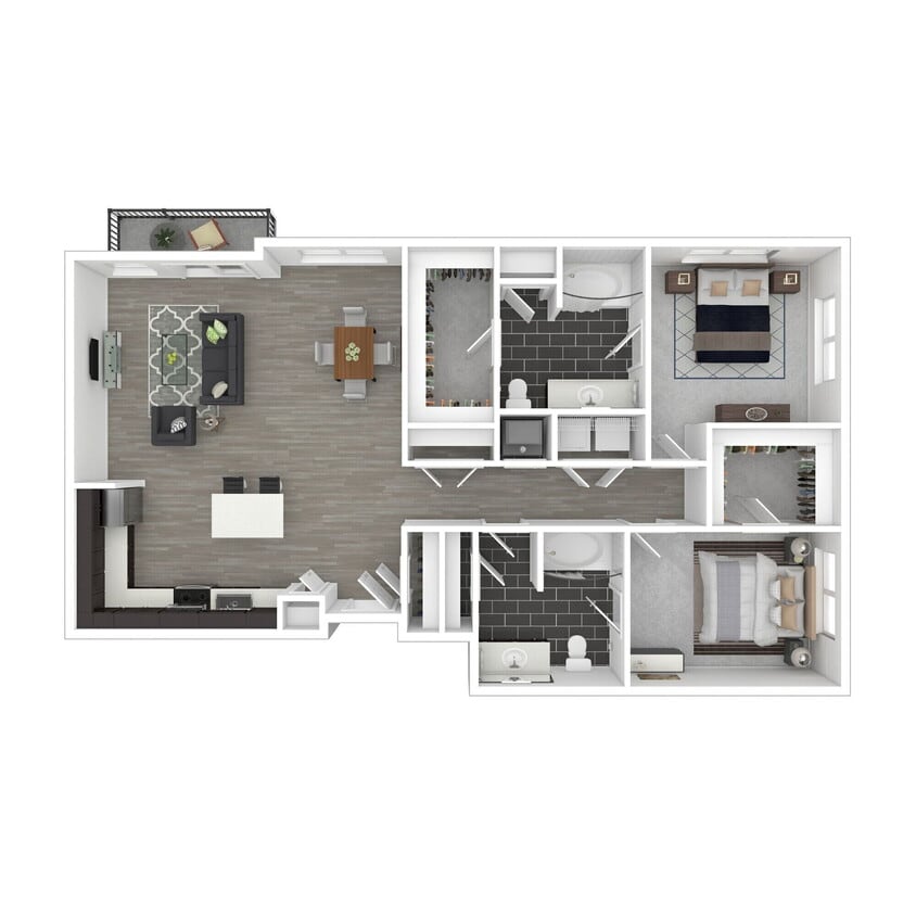 Floor Plan - 2 Bedroom/Two Bathroom