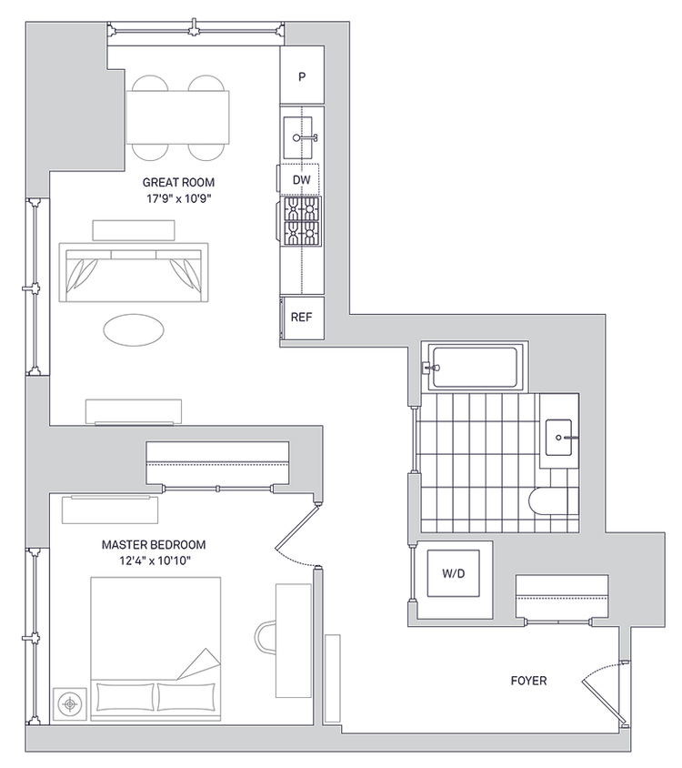 Floor Plan - 1 Bedroom / 1 Bathroom
