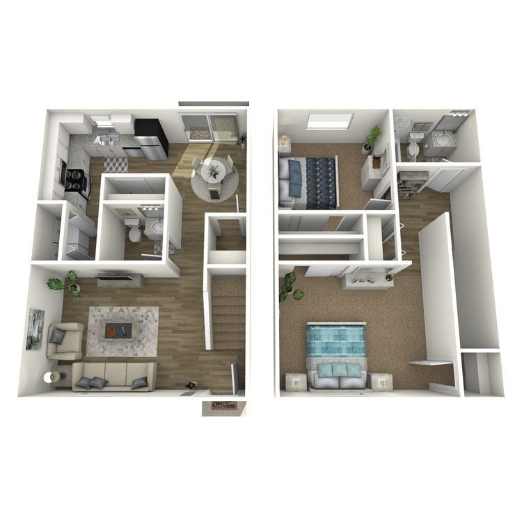 Floor Plan - 2 BED x 1.5 BATH TH