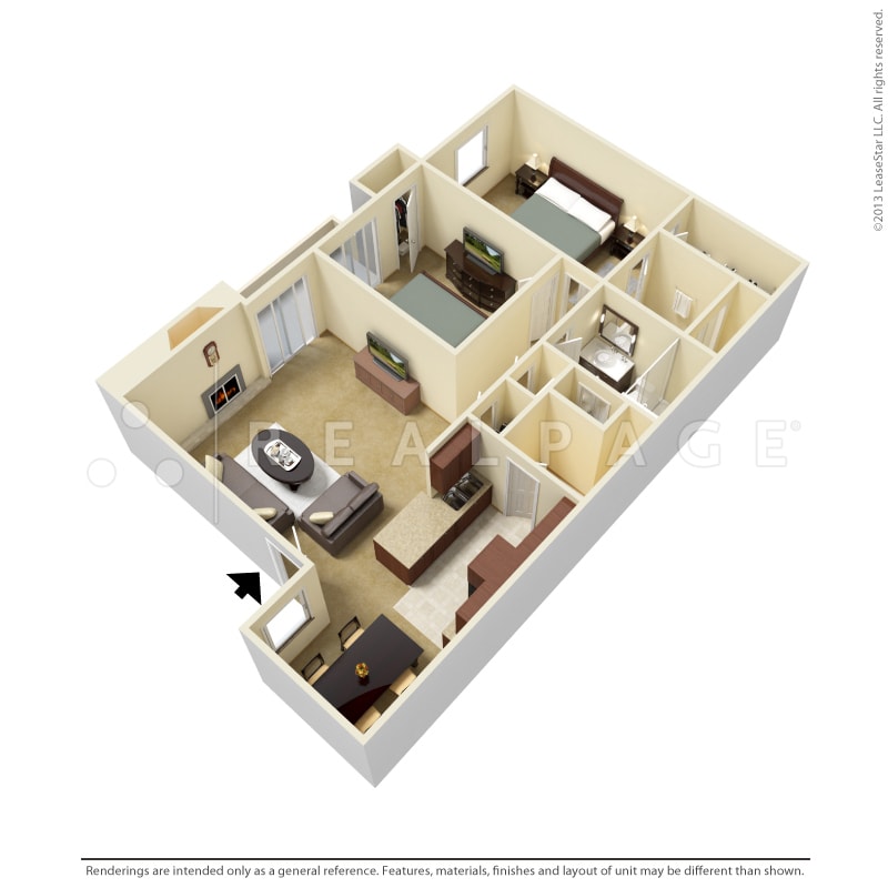Floor Plan - Two Bedroom - 940 sf