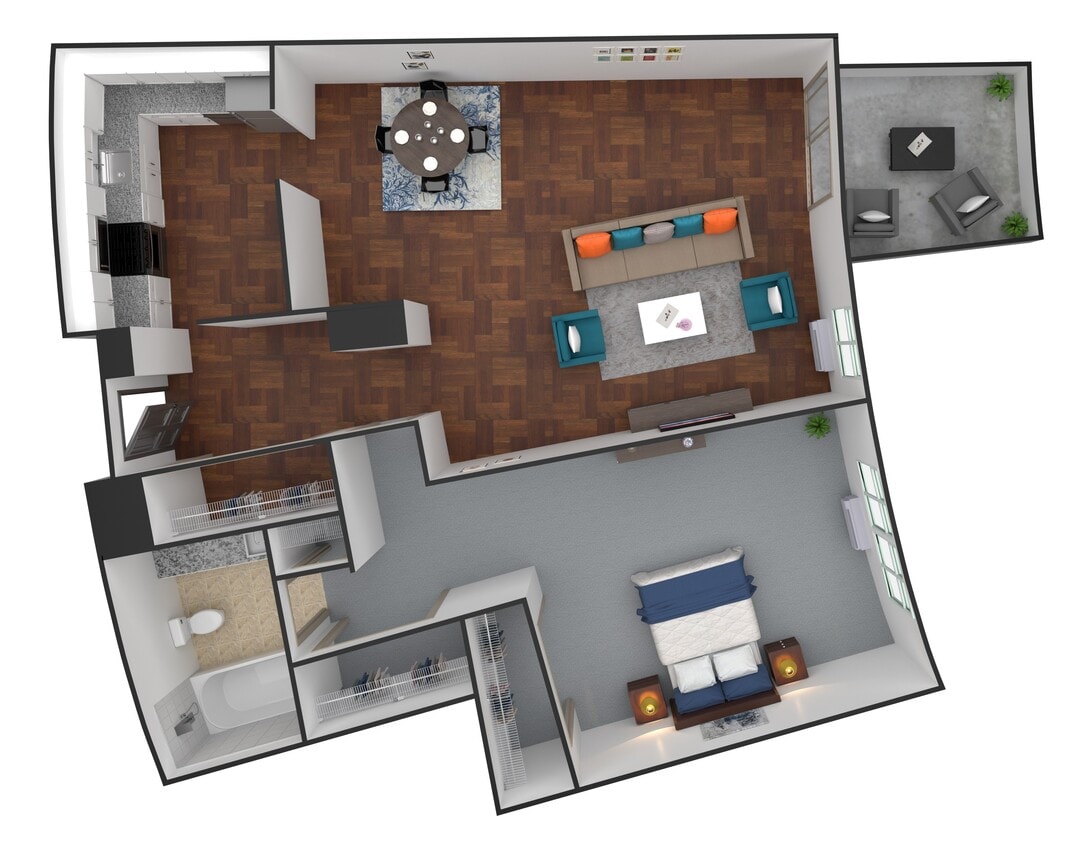 Floor Plan - H03 - 1 Bedroom / 1 Bathroom