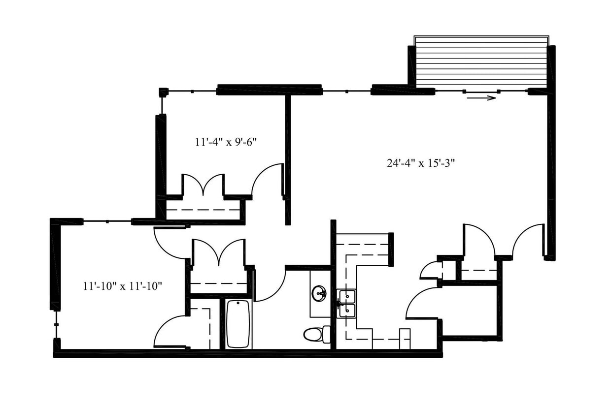 Deer View Doe Two Bedroom One Bath Floorplan - The Doe-Deer View