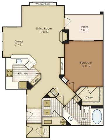Floor Plan - One Bedroom 1A1CG-2A1AG