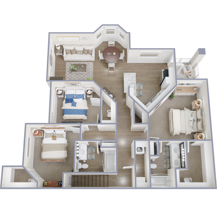Floor Plan - C2 - 3 Bedroom 2 Bath