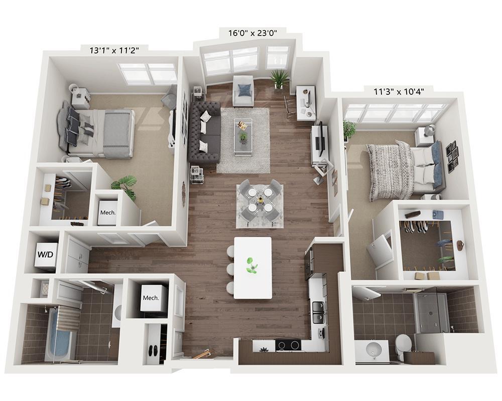Floor Plan - Two Bedroom B2D
