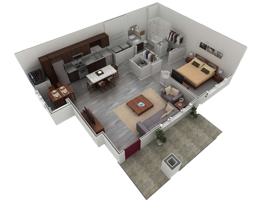 Floor Plan - 1 BR Grand Courtyard