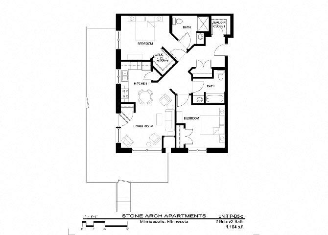 Floor Plan - 2 Bedroom 2 Bath (J)