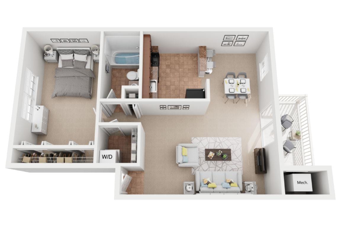 Floor Plan - One Bedroom One Bath