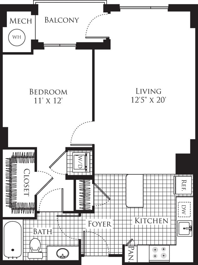 Floor Plan - 1 Bedroom- 724