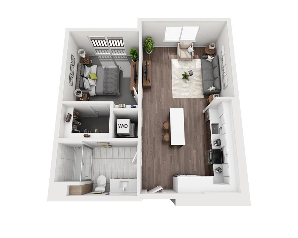 Floor Plan - One Bedroom A1B