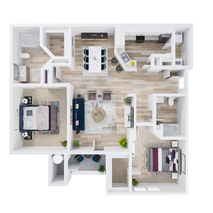 Floor Plan - 2 Bed 2 Bath B