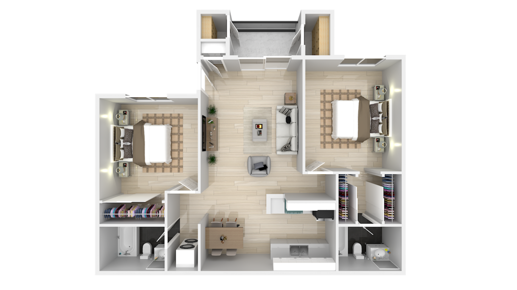 Floor Plan - 2Bed 2Bath 961sf