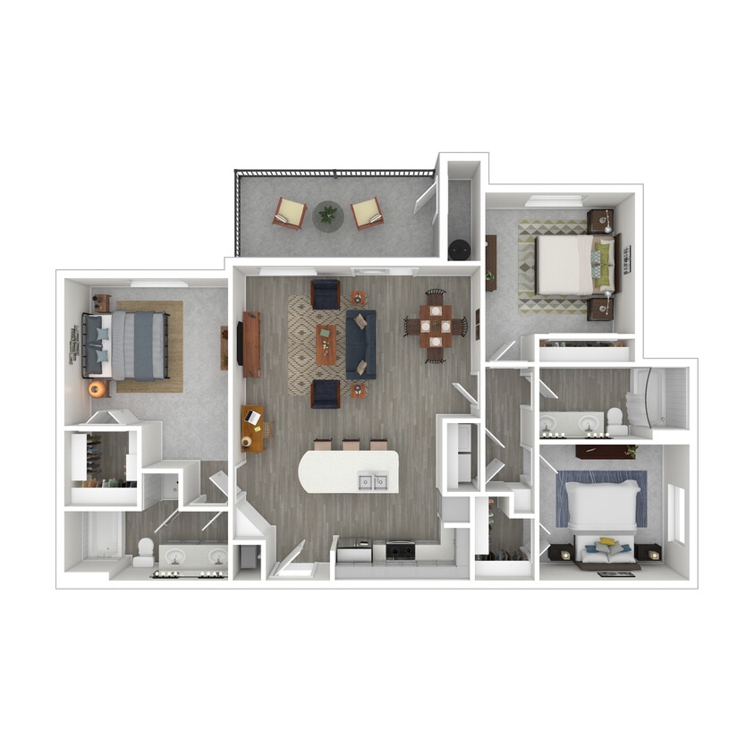 Floor Plan - 3 Bed 2 Bath 1557 SqFt (1391 Net)