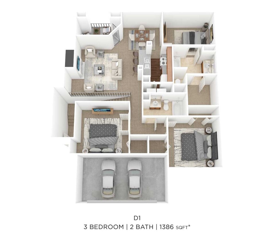 Floor Plan - Three Bedroom 2 Bath
