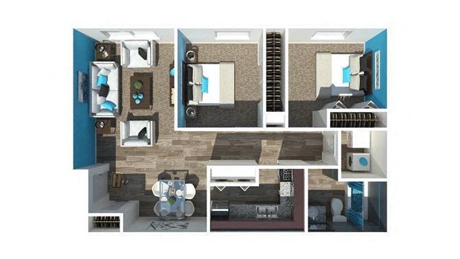 Floor Plan - 2 Bed 1 Bath