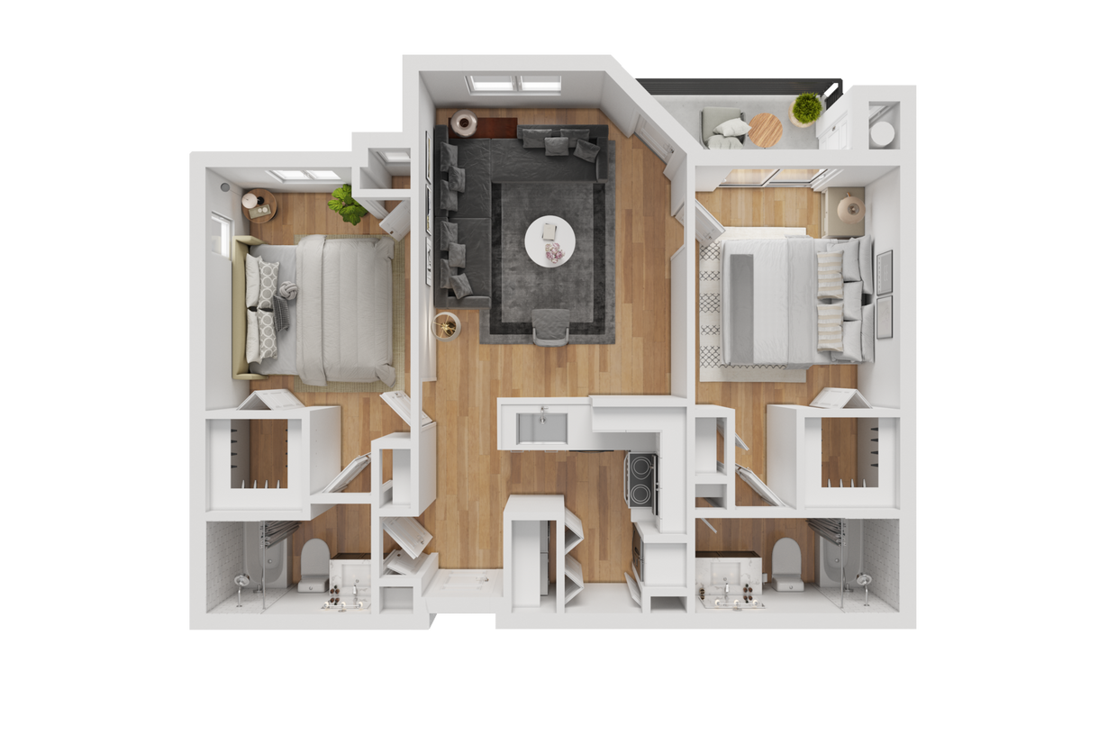 Floor Plan - 2BD, 2BTH B1