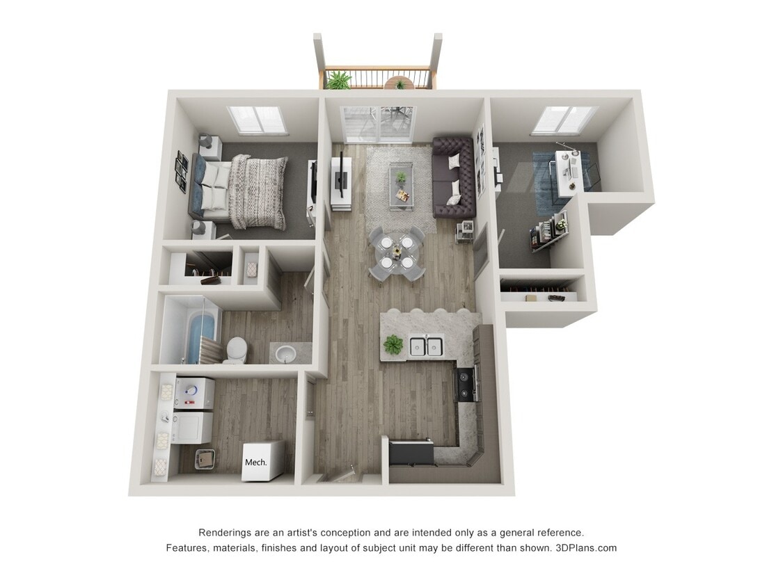 Floor Plan - 1 Bedroom 1 Bathroom with Den