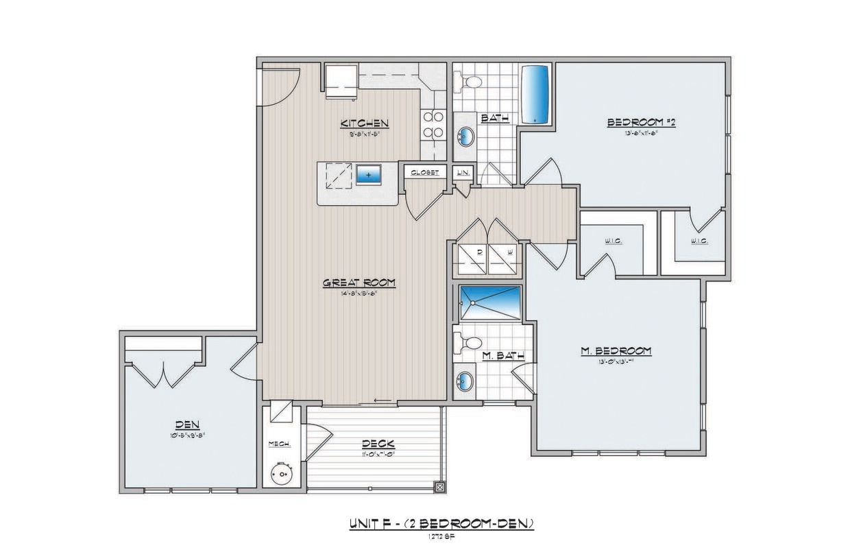 Floor Plan - 2 Bed 2 Bath w/ Den