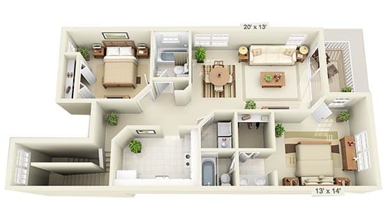 Floor Plan - 2 Bedroom Upstairs