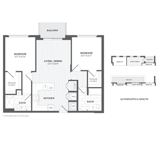 Floor Plan - 2 Bed/2 Bath-B1a 367 Orange